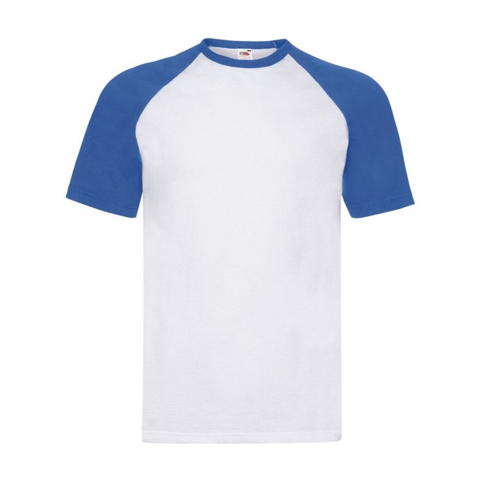 Fruit of the Loom Mens Valueweight Baseball T-Shirt / White/Royal Blue